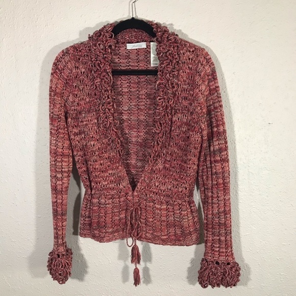 JHCollectibles Knit Ruffle Collar Cardigan Sweater.       Size PM - Picture 5 of 11